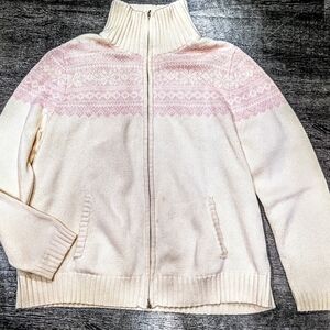 Lauren Ralph Lauren RLR Cream Pink Nordic Fair Isle Sweater 100% Cotton SZ 1X